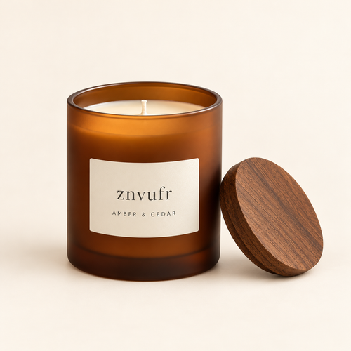 znvufr Amber & Cedar Scented Candle studio