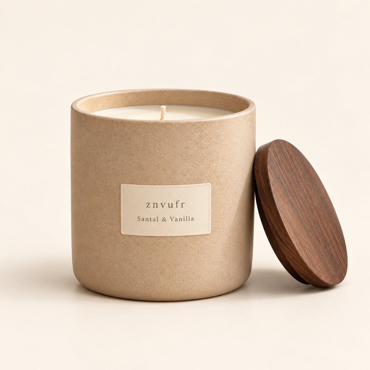 znvufr Santal & Vanilla Scented Candle studio