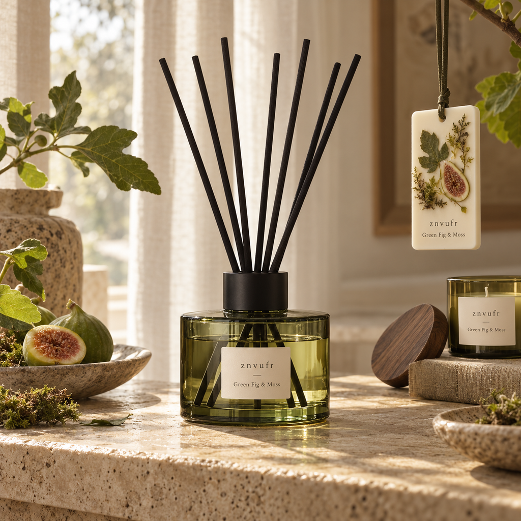 znvufr Green Fig & Moss Reed Diffuser lifestyle
