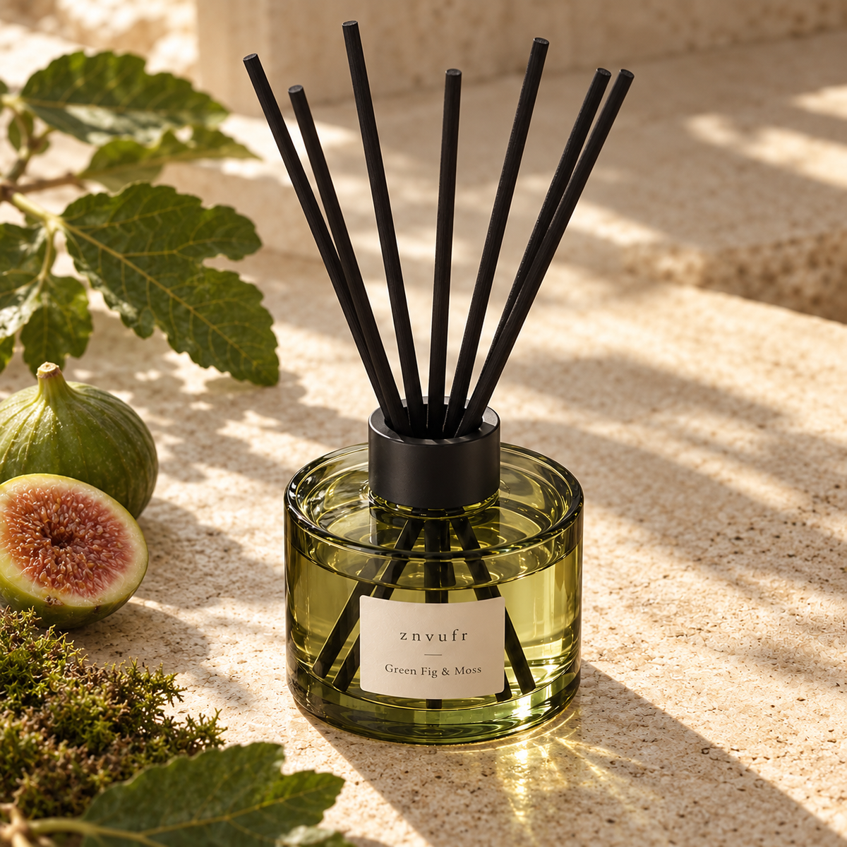 znvufr Green Fig & Moss Reed Diffuser detail