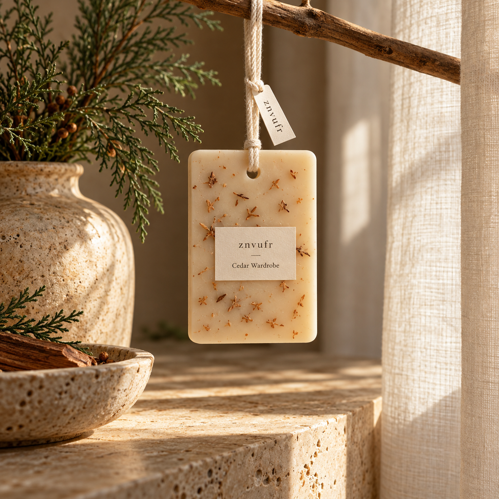 znvufr Cedar Wardrobe Scented Wax Tablet lifestyle